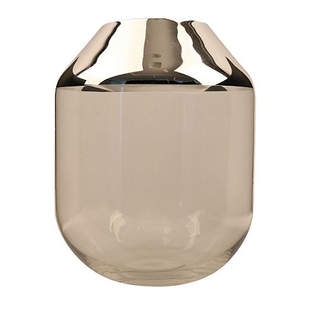 VASO DE VIDRO E PRATA