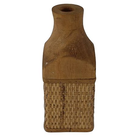 VASO DE MADEIRA E FIBRA NATURAL 10CM X 10CM X 24CM