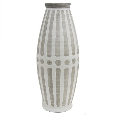 VASO DE CERAMICA CINZA COM DETALHES ETNICOS 18,2CM X 18,2CM