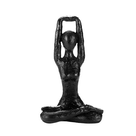 FIGURA DECORATIVA RESINA YOGA PRETA 10x7x17cm