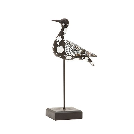 FIGURA DE RESINA- PASSARO COM DETALHES ESPELHADOS-26 CM
