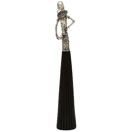 FIGURA DE RESINA PRATA- AFRICANA- 41 CM