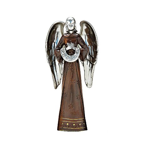 FIGURA DE RESINA PRATA- ANJO- 21 CM