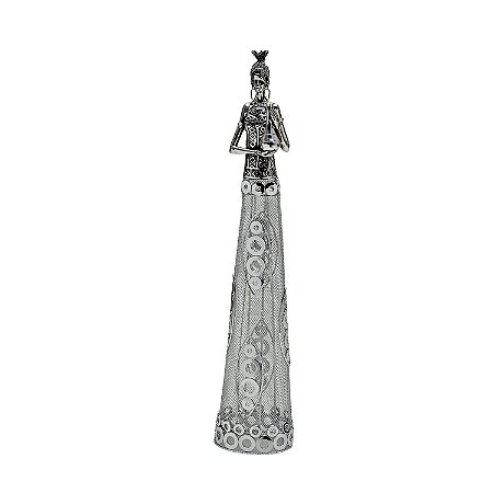 FIGURA DE RESINA- AFRICANA PRATA- 56 CM