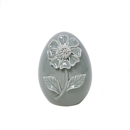 FIGURA DECORATIVA CERÂMICA C/FLOR CINZA 6x7cm