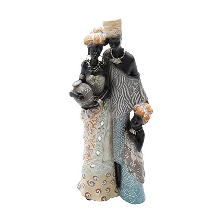 FIGURA DECORATIVA POLIRESINA AFRICANA DECORADO 12x8x31cm