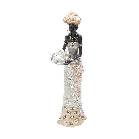 FIGURA DECORATIVA POLIRESINA AFRICANA DECORADO 10x7x32cm