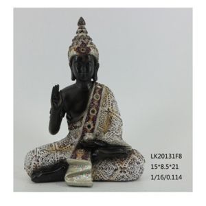 FIGURA DECORATIVA POLIRESINA BUDA DECORADO 15x9x21cm