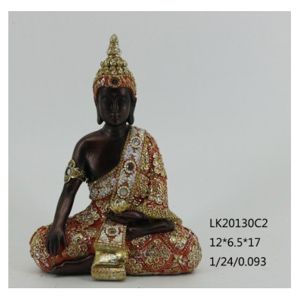 FIGURA DECORATIVA POLIRESINA BUDA DECORADO 12x7x17cm