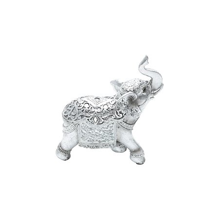 FIGURA DECORATIVA POLIRESINA ELEFANTE PRATA 13x5x14cm