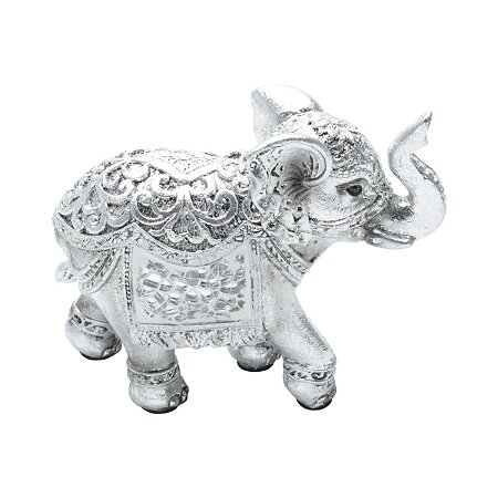 FIGURA DECORATIVA POLIRESINA ELEFANTE PRATA 10x4x8cm