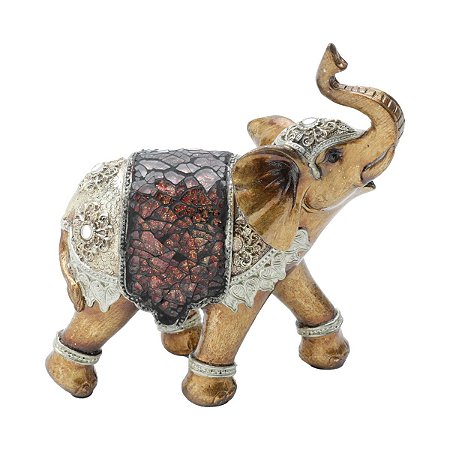 FIGURA DECORATIVA POLIRESINA ELEFANTE DOURADO 15x6x16cm