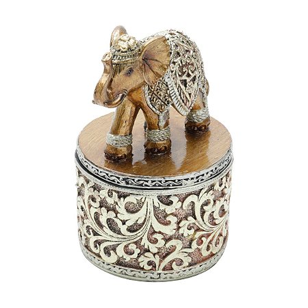 FIGURA DECORATIVA POLIRESINA ELEFANTE DOURADO 10x10x15cm