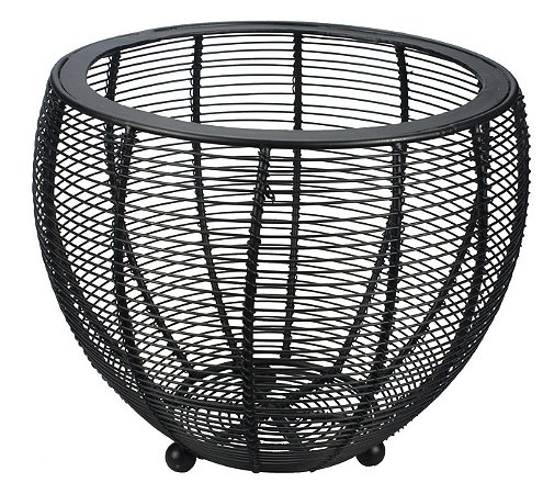 CACHEPOT OVAL EM METAL 22X20CM PRETO