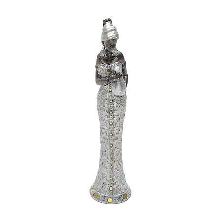 FIGURA DECORATIVA RESINA AFRICANA 7x7x33cm