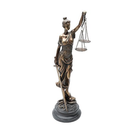 FIGURA DECORATIVA RESINA DAMA JUSTIÇA 16x16x54cm