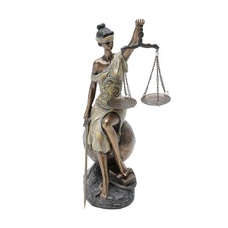 FIGURA DECORATIVA RESINA DAMA JUSTIÇA 17x15x35cm