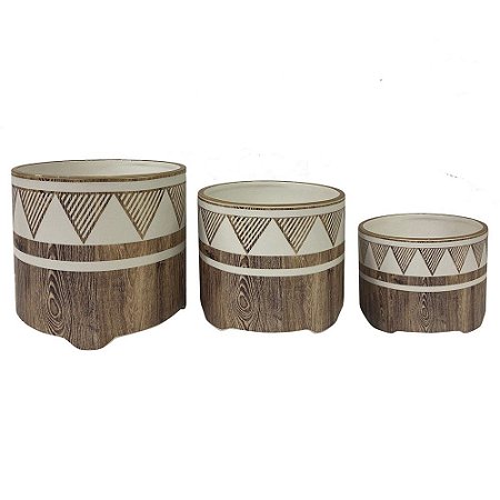 CONJ. DE CACHEPOTS DE CERAMICA - 3PSC G:16,5CM X 14CM M:14CM