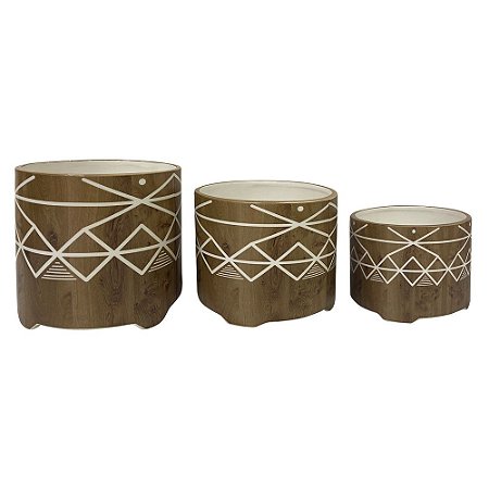 CONJ. DE CACHEPOTS DE CERAMICA  - 3PCS G: 16,5CM X 14CM M: 1