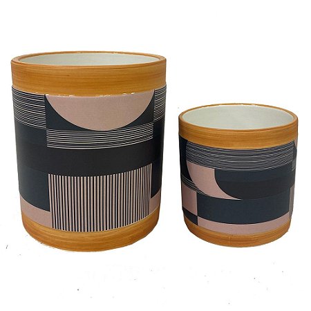 CONJ. DE CACHEPOTS DE CERAMICA  - 2PCS G: 14CM X 17,5CM P: 1