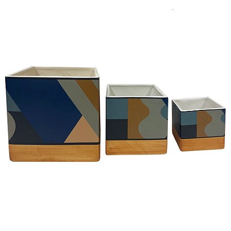 CONJ. DE CACHEPOTS DE CERAMICA  - 3PCS G:17CM X 17CM X 17CM