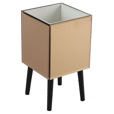CACHEPOT DE ESPELHO COBRE 13CM X 13CM X 25CM