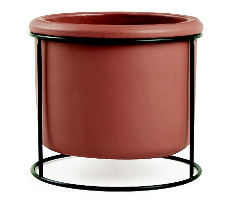 CACHEPOT EM CIMENTO COM SUPORTE EM METAL