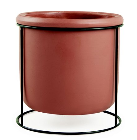 CACHEPOT EM CIMENTO COM SUPORTE EM METAL