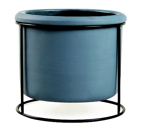 CACHEPOT EM CIMENTO COM SUPORTE EM METAL