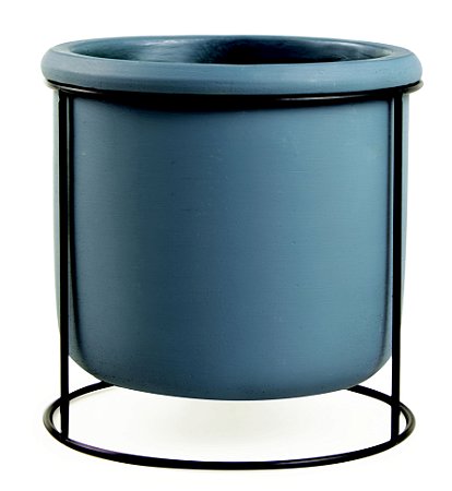 CACHEPOT EM CIMENTO COM SUPORTE EM METAL