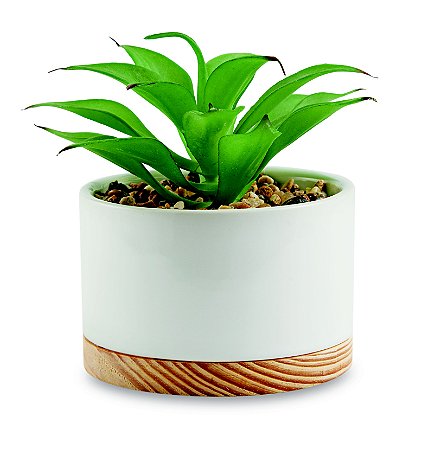 CACHEPOT EM CERAMICA COM SUCULENTA PERMANENTE
