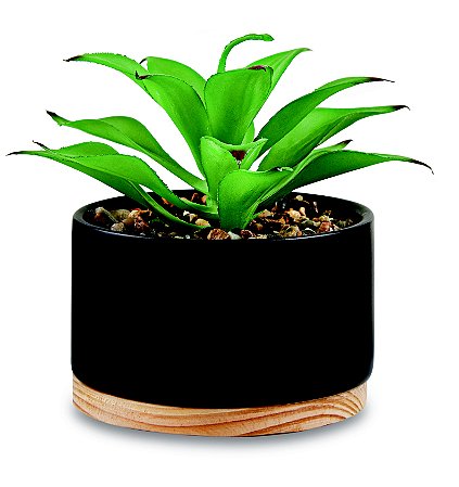 CACHEPOT EM CERAMICA COM SUCULENTA PERMANENTE