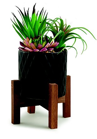 CACHEPOT EM CERAMICA COM SUCULENTA PERMANENTE