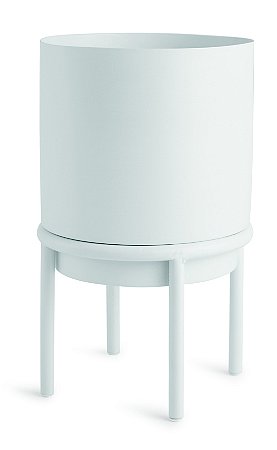 KIT CACHEPOT BRANCO EM METAL COM SUPORTE - 2 PCS