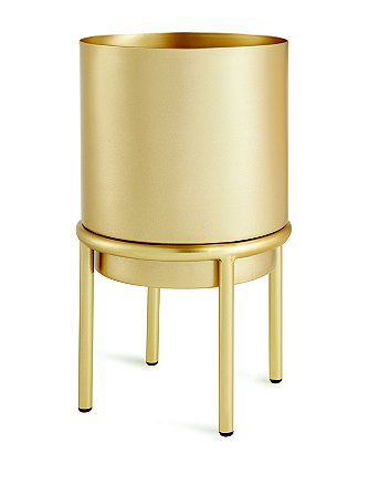 KIT CACHEPOT DOURADO EM METAL COM SUPORTE- 2 PCS