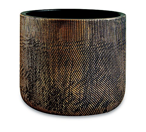 KIT CACHEPOT PRETO E DOURADO EM CIMENTO - 3 PCS