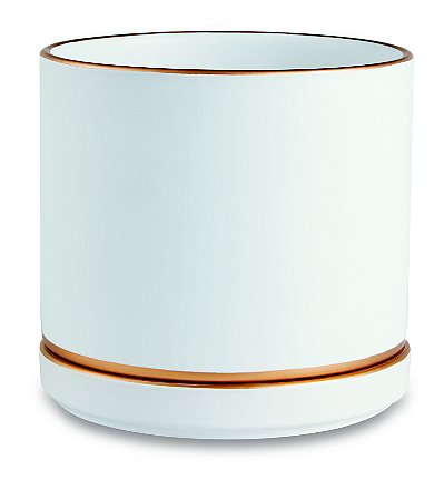 KIT CACHEPOT BRANCO E DOURADO EM CERAMICA - 2PCS