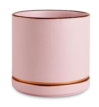 KIT CACHEPOT ROSA E DOURADO EM CERAMICA - 2PCS