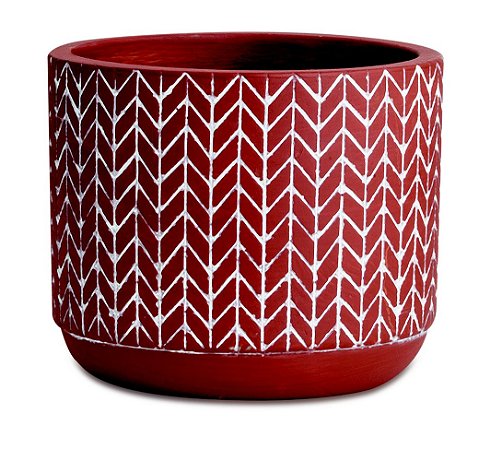 KIT CACHEPOT VERMELHO EM CIMENTO - 3 PCS