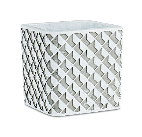 KIT CACHEPOT BRANCO EM CIMENTO - 2 PCS