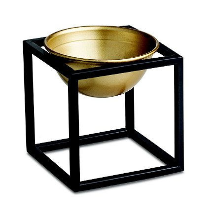KIT CACHEPOT DOURADO  EM METAL COM SUPORTE - 3 PCS