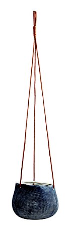 CACHEPOT PENDENTE PRETO EM CERAMICA
