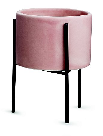 KIT CACHEPOT ROSA COM SUPORTE EM METAL - 3 PCS