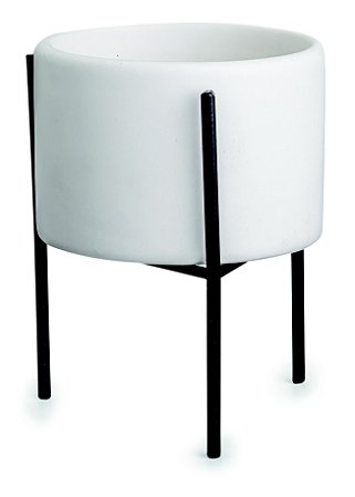 KIT CACHEPOT BRANCO COM SUPORTE EM METAL - 3 PCS