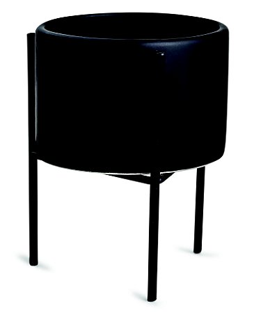 KIT CACHEPOT PRETO COM SUPORTE EM METAL - 3 PCS