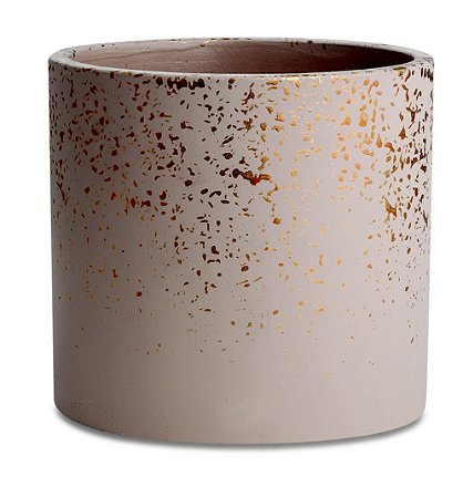 KIT CACHEPOT ROSA E DOURADO EM CIMENTO - 3 PCS