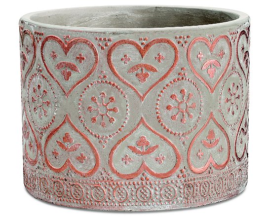 KIT CACHEPOT CINZA E COBRE EM CIMENTO  - 2 PCS