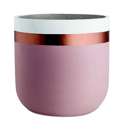 KIT CACHEPOT ROSA E COBRE EM CIMENTO - 2 PCS