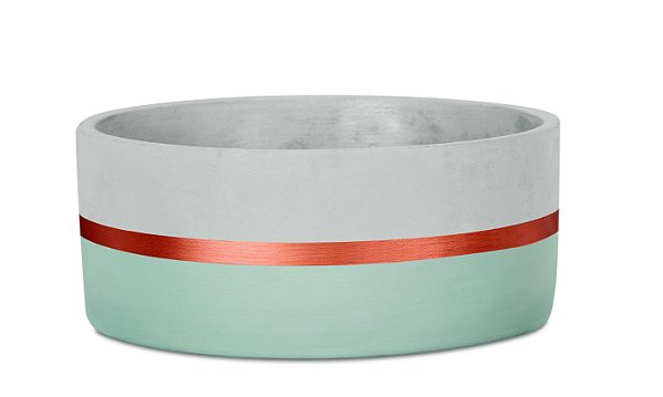 KIT CACHEPOT AZUL E COBRE  EM CIMENTO-2 PCS