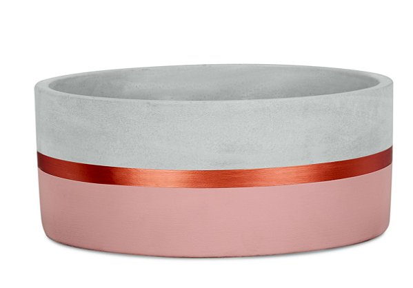 KIT CACHEPOT ROSA E COBRE EM CIMENTO-2 PCS